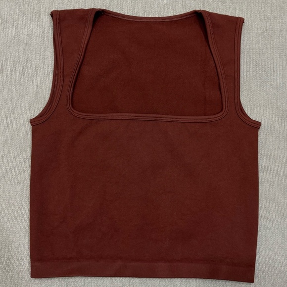 NEW Brown Square Neck Cropped Tank - Picture 3 of 6